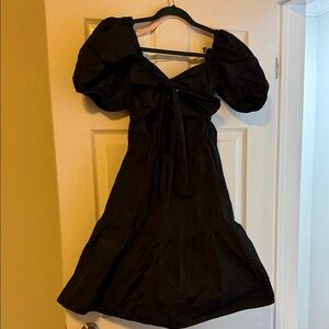 Wilfred Black Puff Sleeve Mini Dress